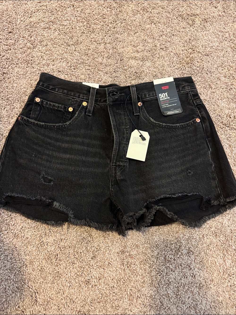 Levi's Black Distressed Cutoff Denim Shorts